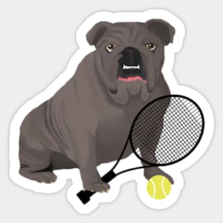 Tennis Gray Bulldog Sticker